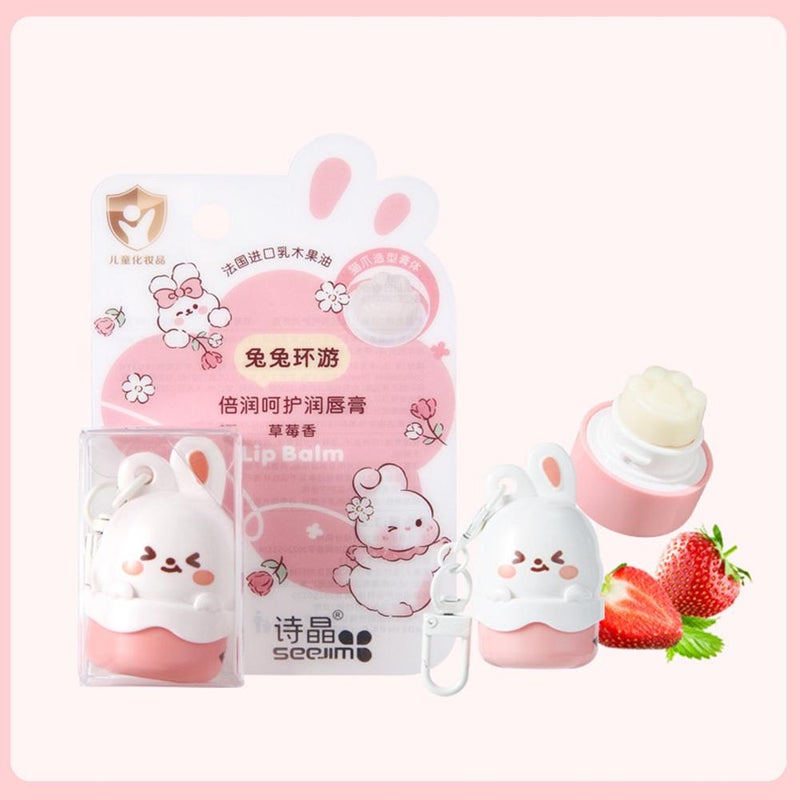 Lip Repair Stick,Lip Balm,Moisturizing Lip Care,Portable Kids Fruity Cute Rabbit Flavored Lip Balm with Keychain - Image 2